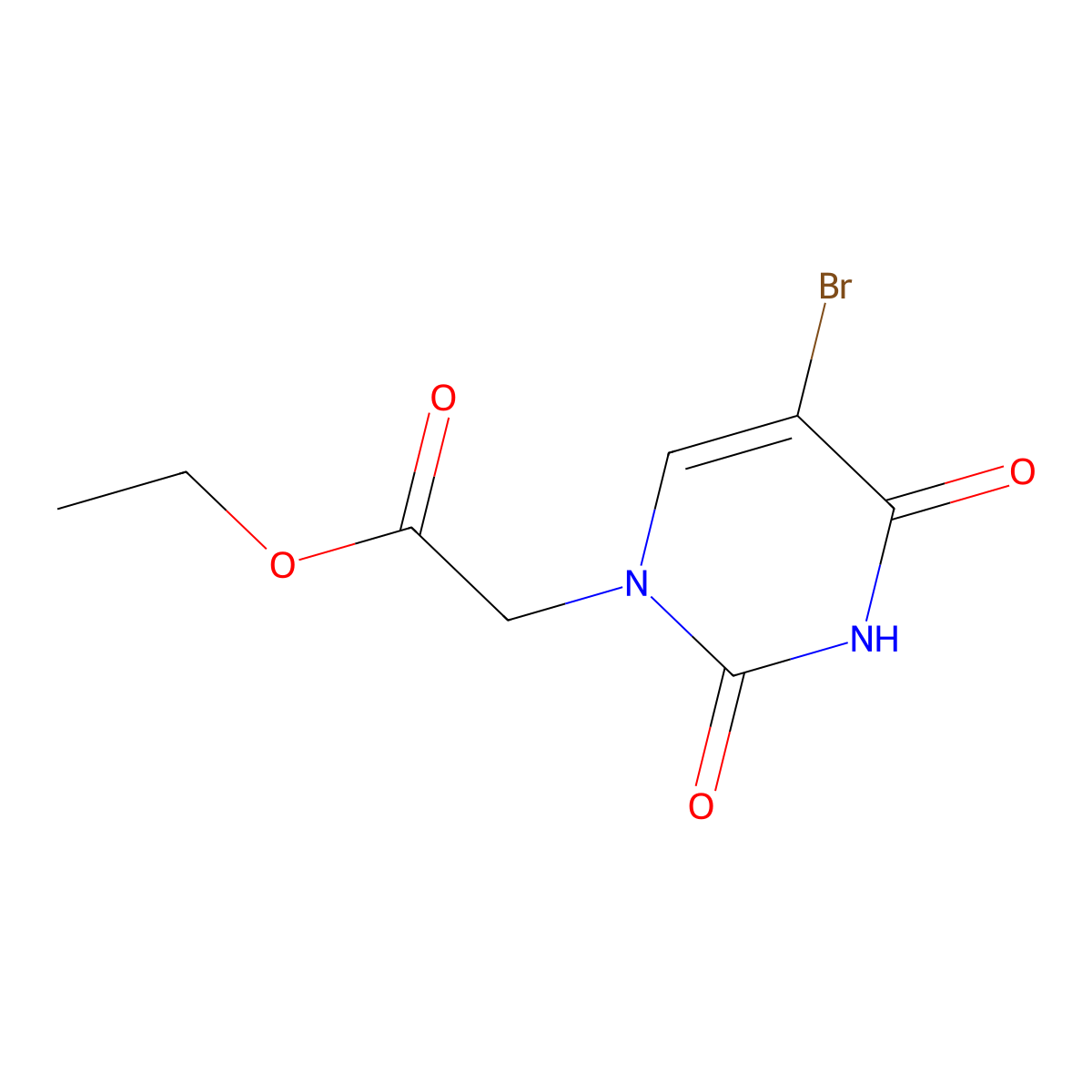 Ethyl 2-(5-bromo-2,4-dioxopyrimidin-1-yl)acetate molecular structure, CAS 381710-01-6