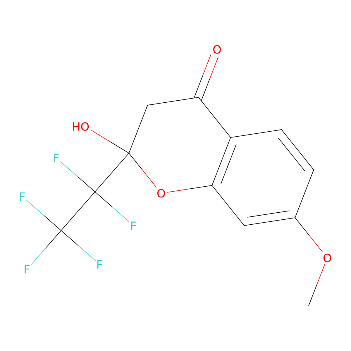 2-hydroxy-7-methoxy-2-(pentafluoroethyl)-2,3-dihydro-4H-chromen-4-one molecular structure, CAS 381710-03-8