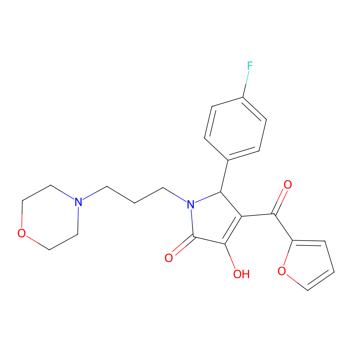 5-(4-fluorophenyl)-4-(furan-2-carbonyl)-3-hydroxy-1-(3-morpholinopropyl)-1H-pyrrol-2(5H)-one molecular structure, CAS 381710-47-0