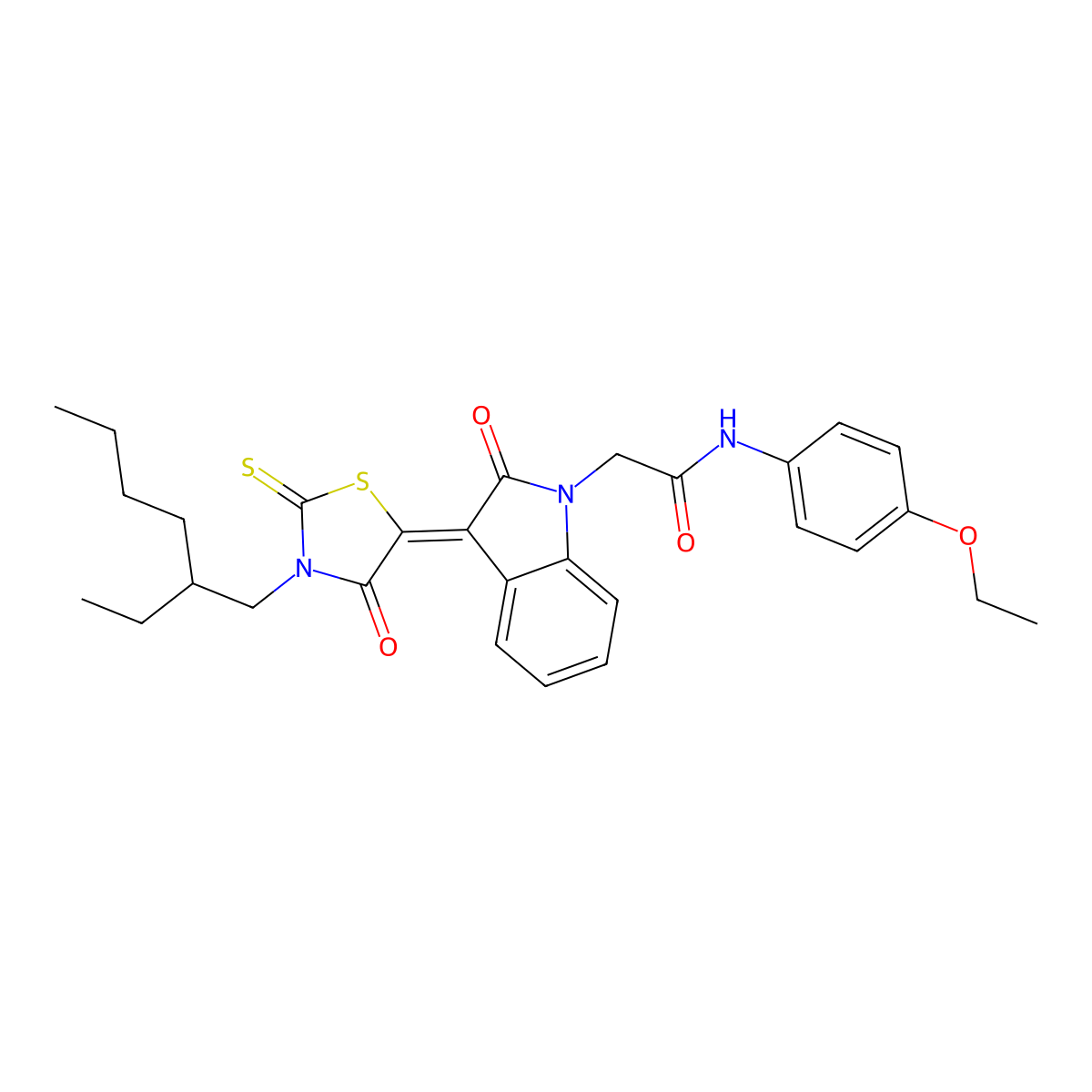 N-(4-Ethoxyphenyl)-3-[3-(2-ethylhexyl)-4-oxo-2-thioxo-5-thiazolidinylidene]-2,3-dihydro-2-oxo-1H-indole-1-acetamide molecular structure, CAS 381710-86-7