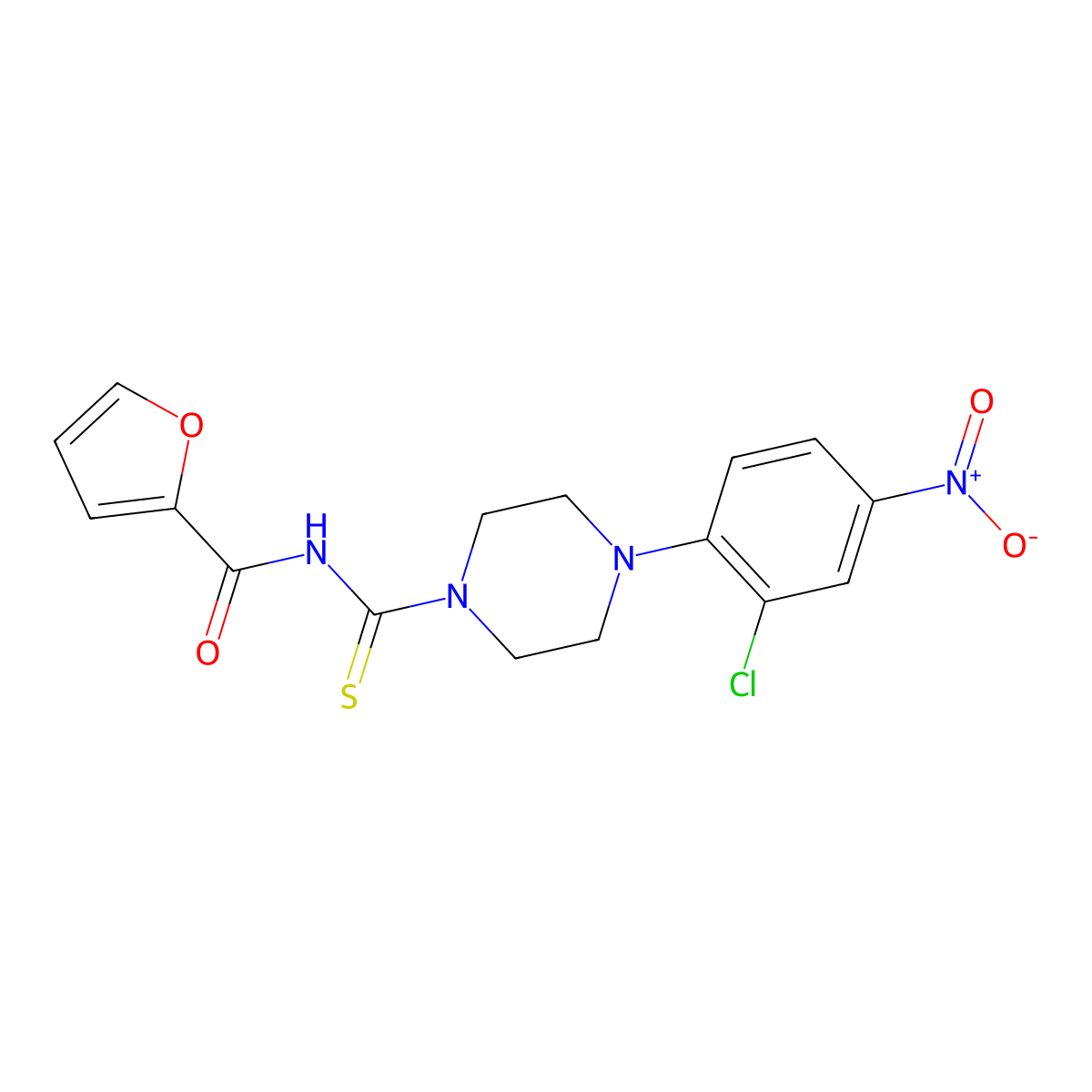 N-[4-(2-chloro-4-nitrophenyl)piperazine-1-carbothioyl]furan-2-carboxamide molecular structure, CAS 381710-91-4