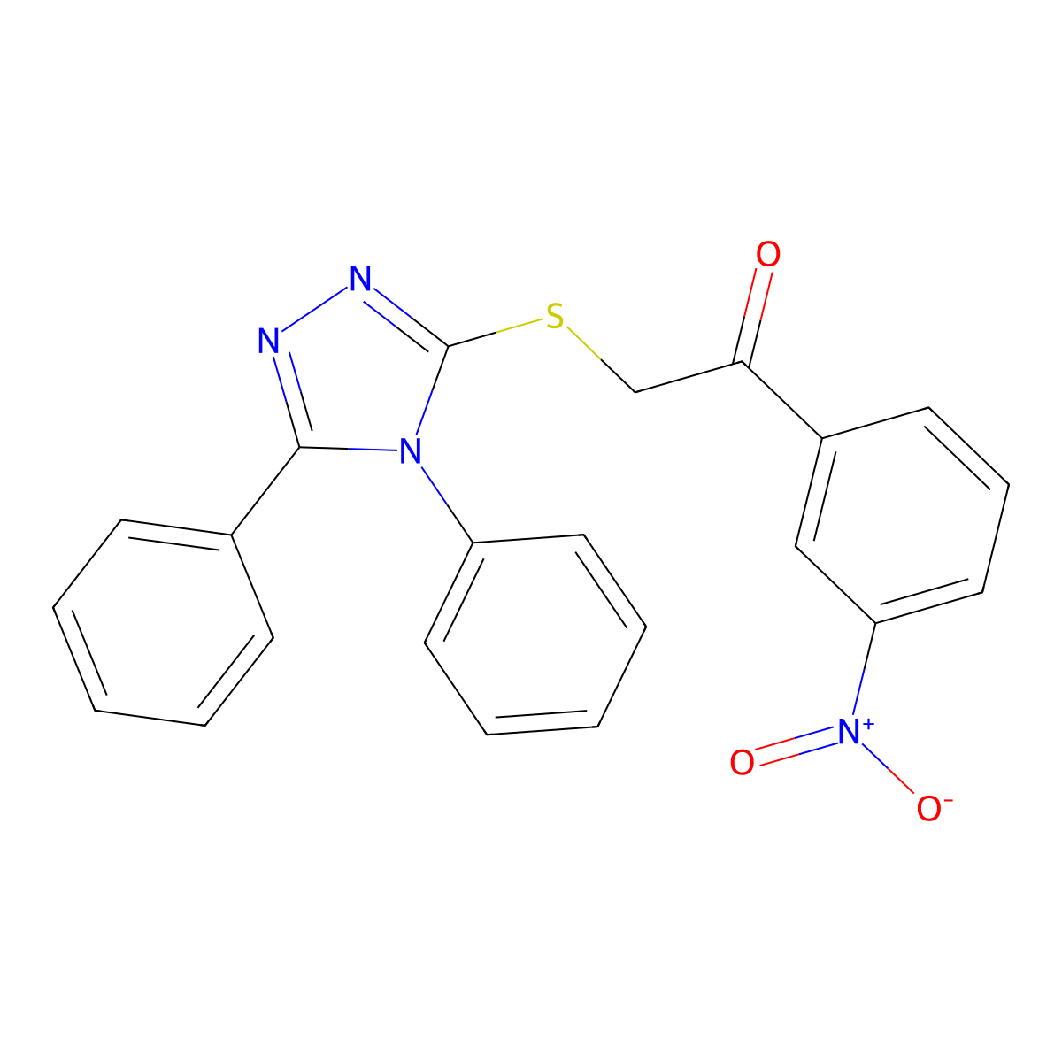 2-[(4,5-Diphenyl-1,2,4-triazol-3-yl)sulfanyl]-1-(3-nitrophenyl)ethanone molecular structure, CAS 381710-95-8