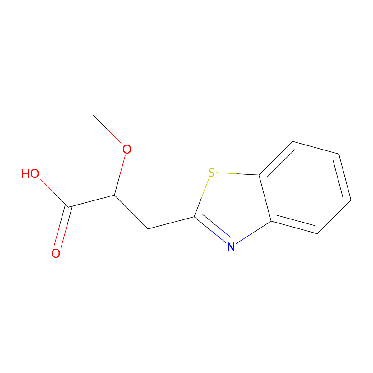3-(1,3-Benzothiazol-2-yl)-2-methoxypropanoic acid molecular structure, CAS 381711-20-2