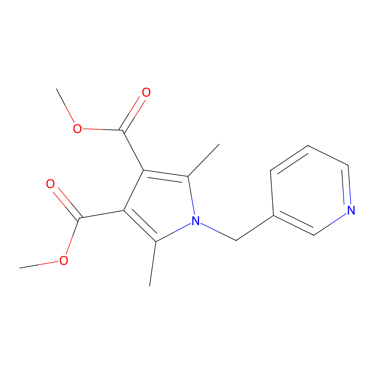 dimethyl 2,5-dimethyl-1-(pyridin-3-ylmethyl)-1H-pyrrole-3,4-dicarboxylate molecular structure, CAS 381711-76-8