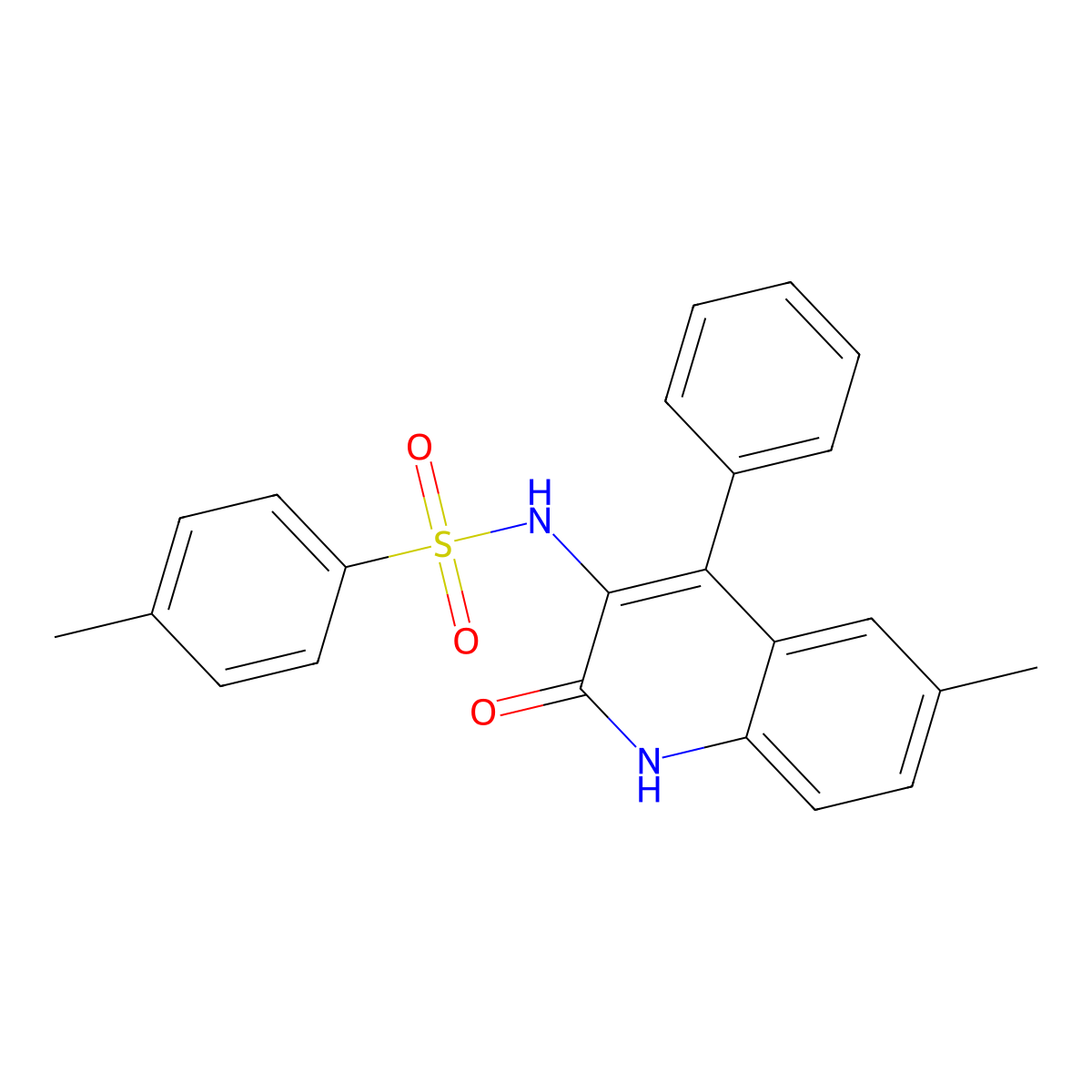 4-methyl-N-(6-methyl-2-oxo-4-phenyl-1,2-dihydroquinolin-3-yl)benzenesulfonamide molecular structure, CAS 381711-80-4