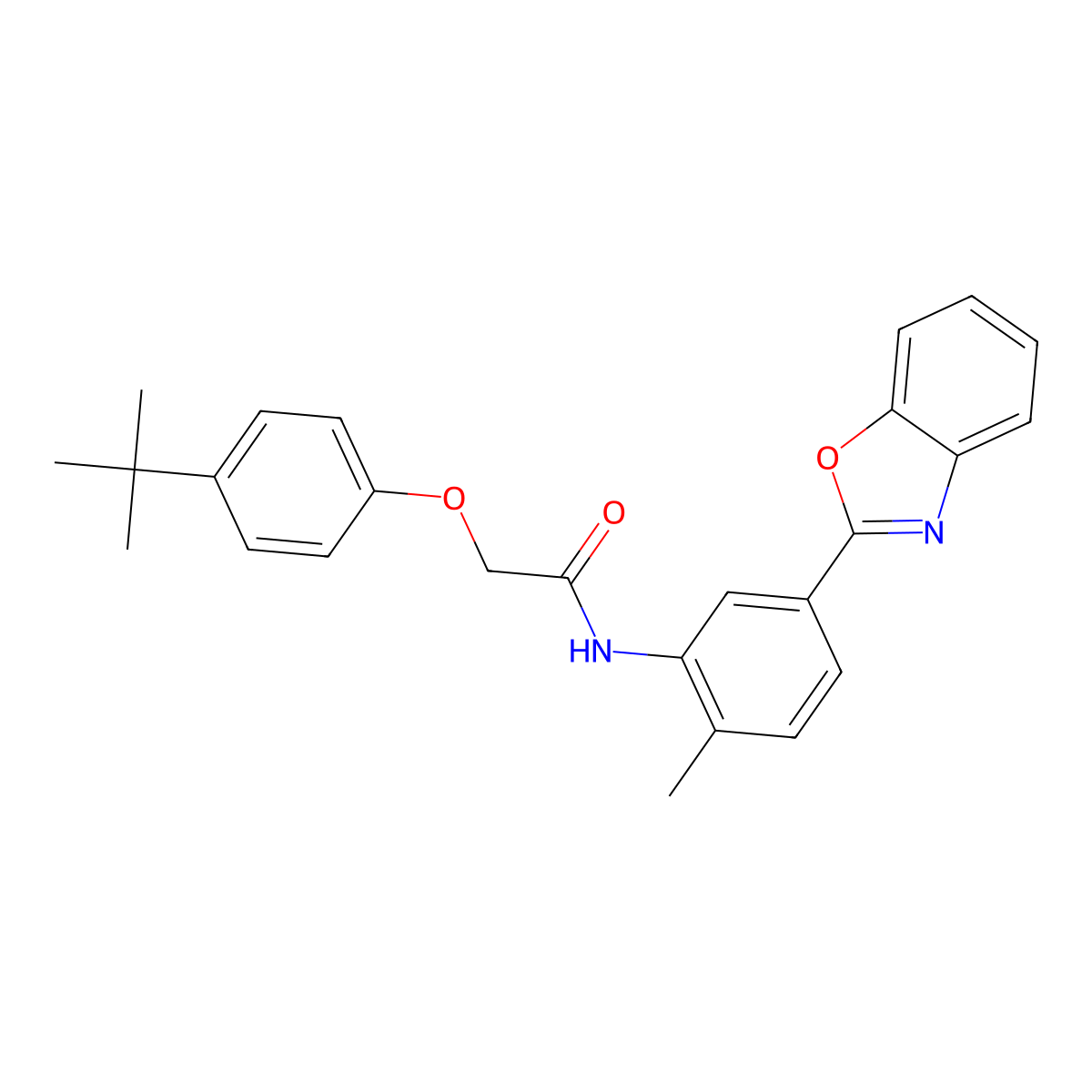 N-[5-(1,3-benzoxazol-2-yl)-2-methylphenyl]-2-(4-tert-butylphenoxy)acetamide molecular structure, CAS 381711-81-5