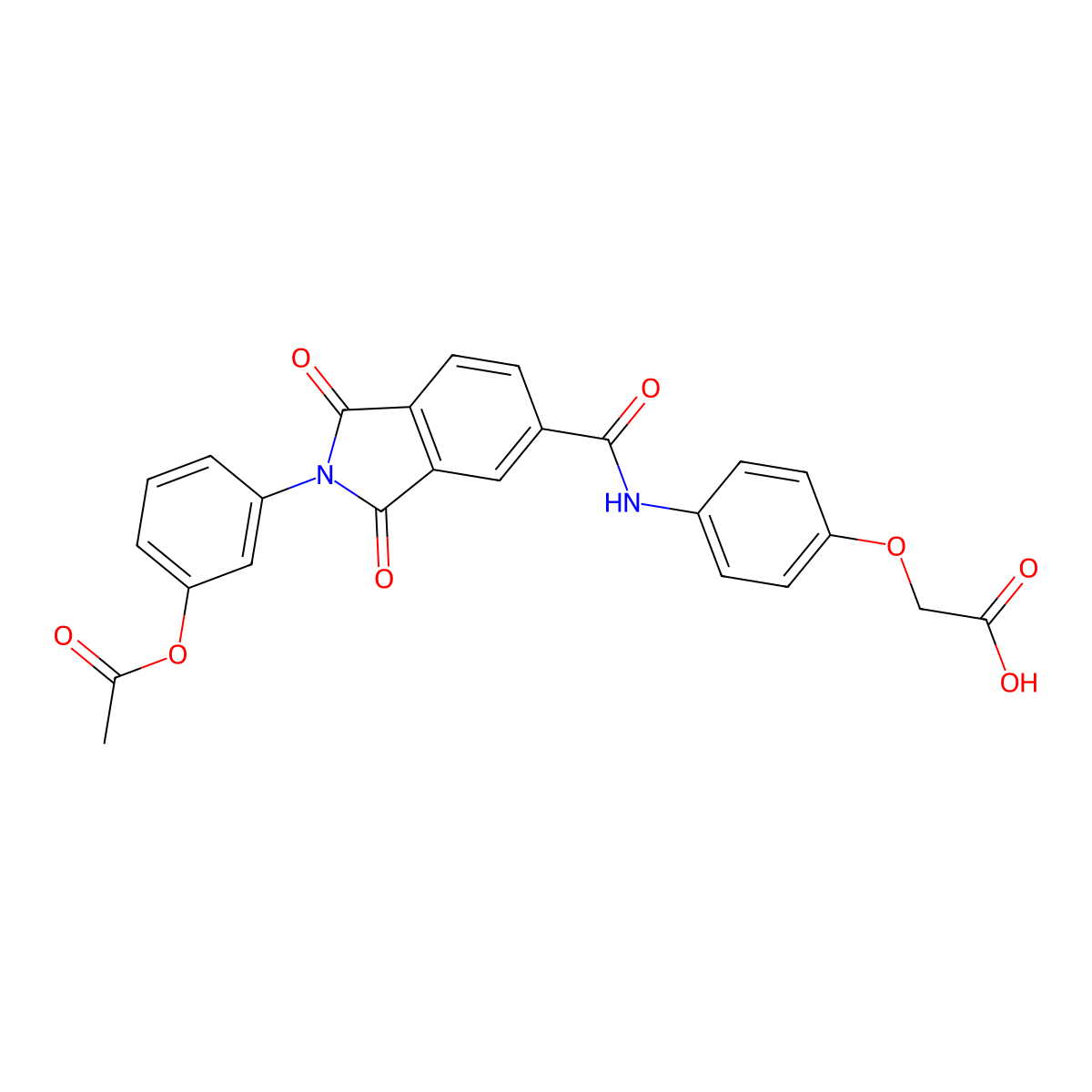 2-(4-(2-(3-Acetoxyphenyl)-1,3-dioxoisoindoline-5-carboxamido)phenoxy)acetic acid molecular structure, CAS 381712-17-0