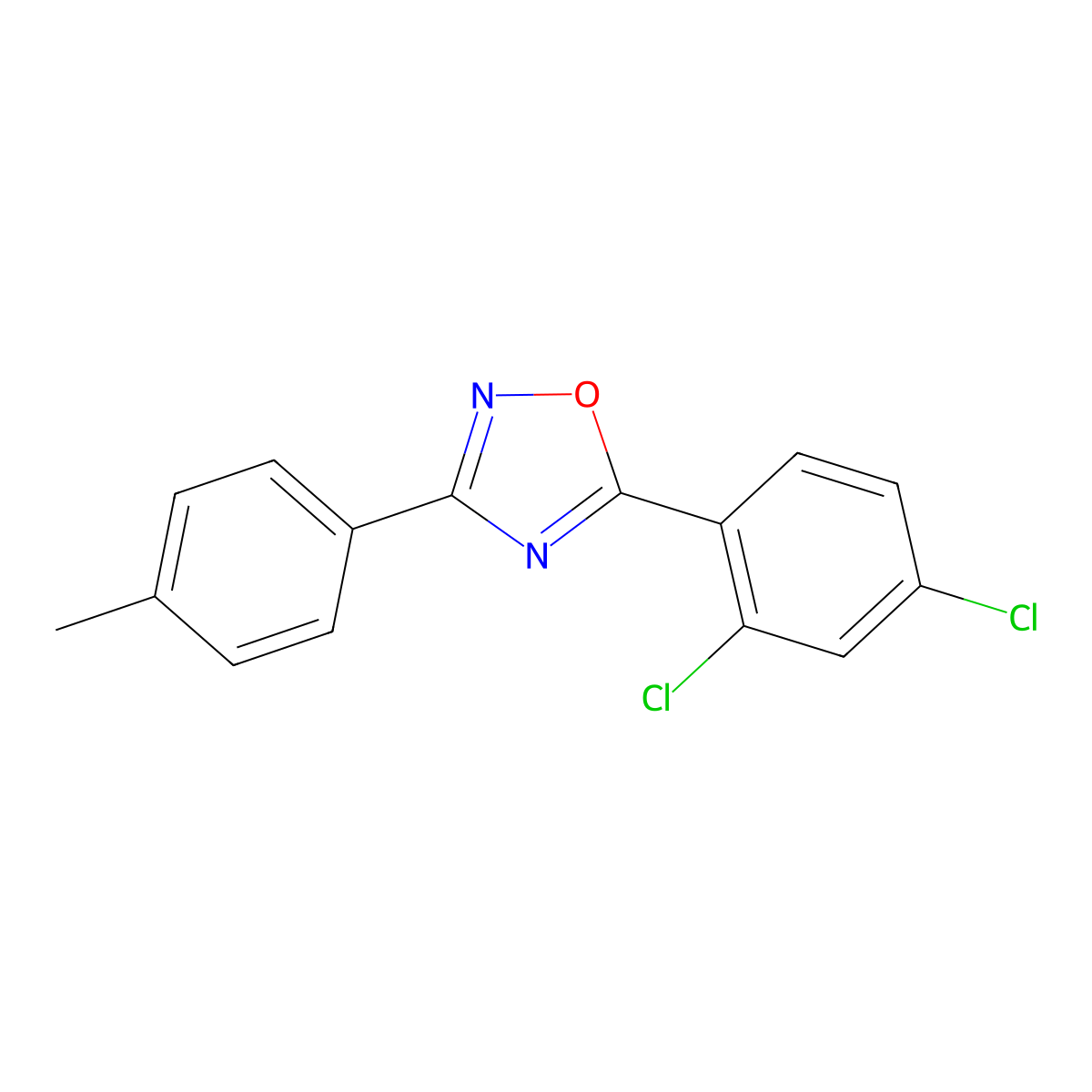 5-(2,4-Dichlorophenyl)-3-(4-methylphenyl)-1,2,4-oxadiazole molecular structure, CAS 381712-25-0