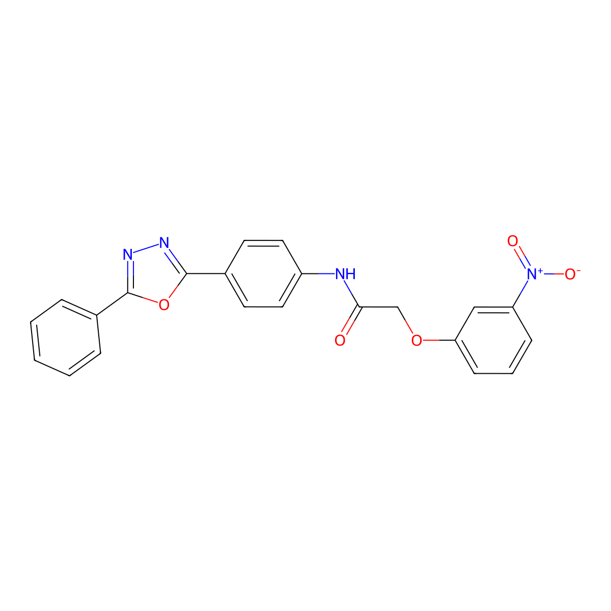 2-(3-nitrophenoxy)-N-[4-(5-phenyl-1,3,4-oxadiazol-2-yl)phenyl]acetamide molecular structure, CAS 381713-01-5