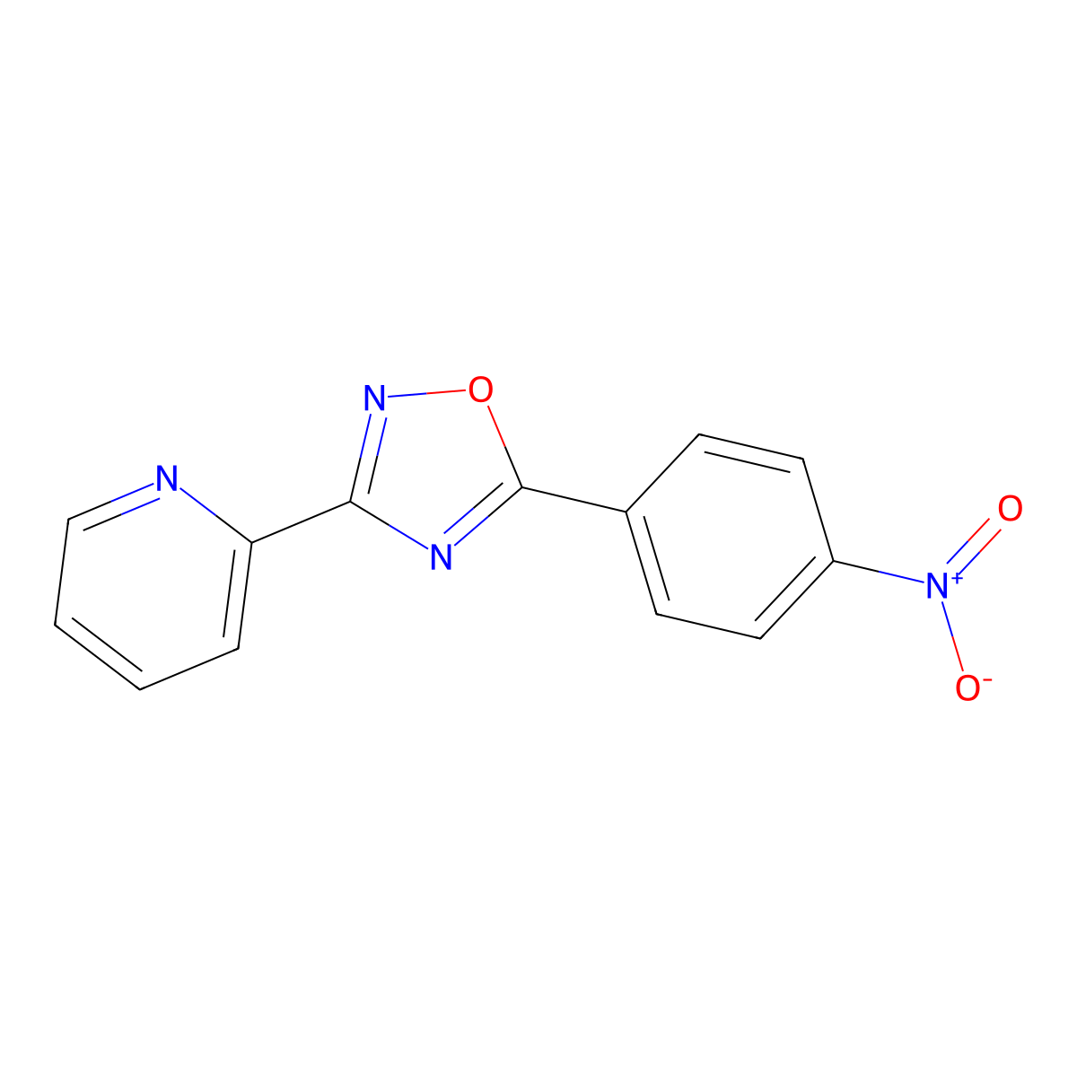 5-(4-Nitrophenyl)-3-(2-pyridyl)-1,2,4-oxadiazole molecular structure, CAS 381713-06-0
