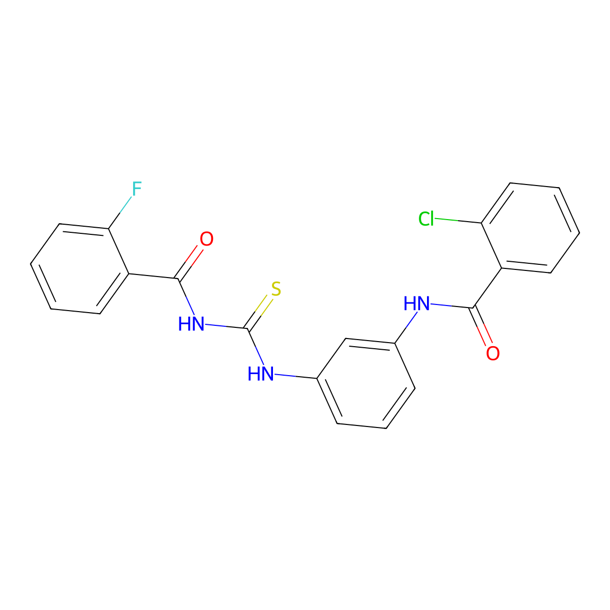N-[[3-[(2-chlorobenzoyl)amino]phenyl]carbamothioyl]-2-fluorobenzamide molecular structure, CAS 381713-36-6