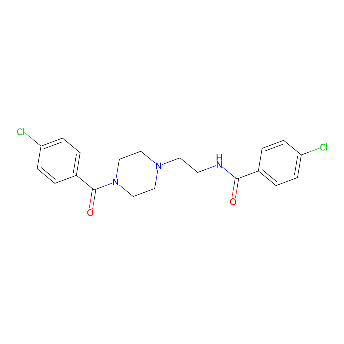 4-chloro-N-(2-{4-[(4-chlorophenyl)carbonyl]piperazin-1-yl}ethyl)benzamide molecular structure, CAS 381713-53-7
