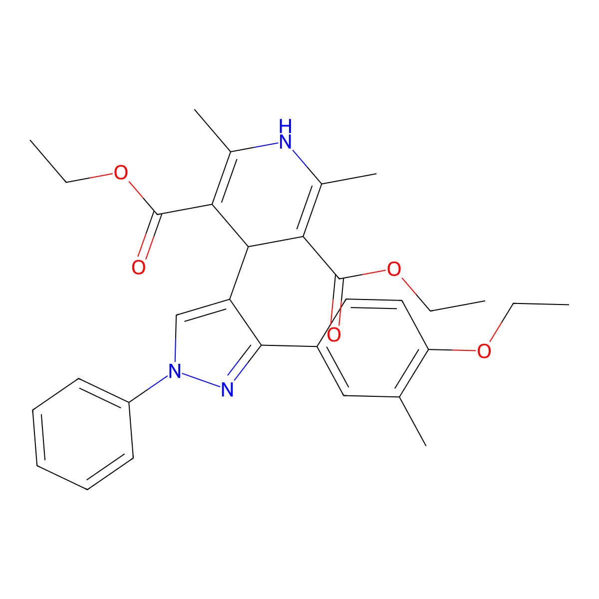diethyl 4-[3-(4-ethoxy-3-methylphenyl)-1-phenyl-1H-pyrazol-4-yl]-2,6-dimethyl-1,4-dihydro-3,5-pyridinedicarboxylate molecular structure, CAS 381713-57-1