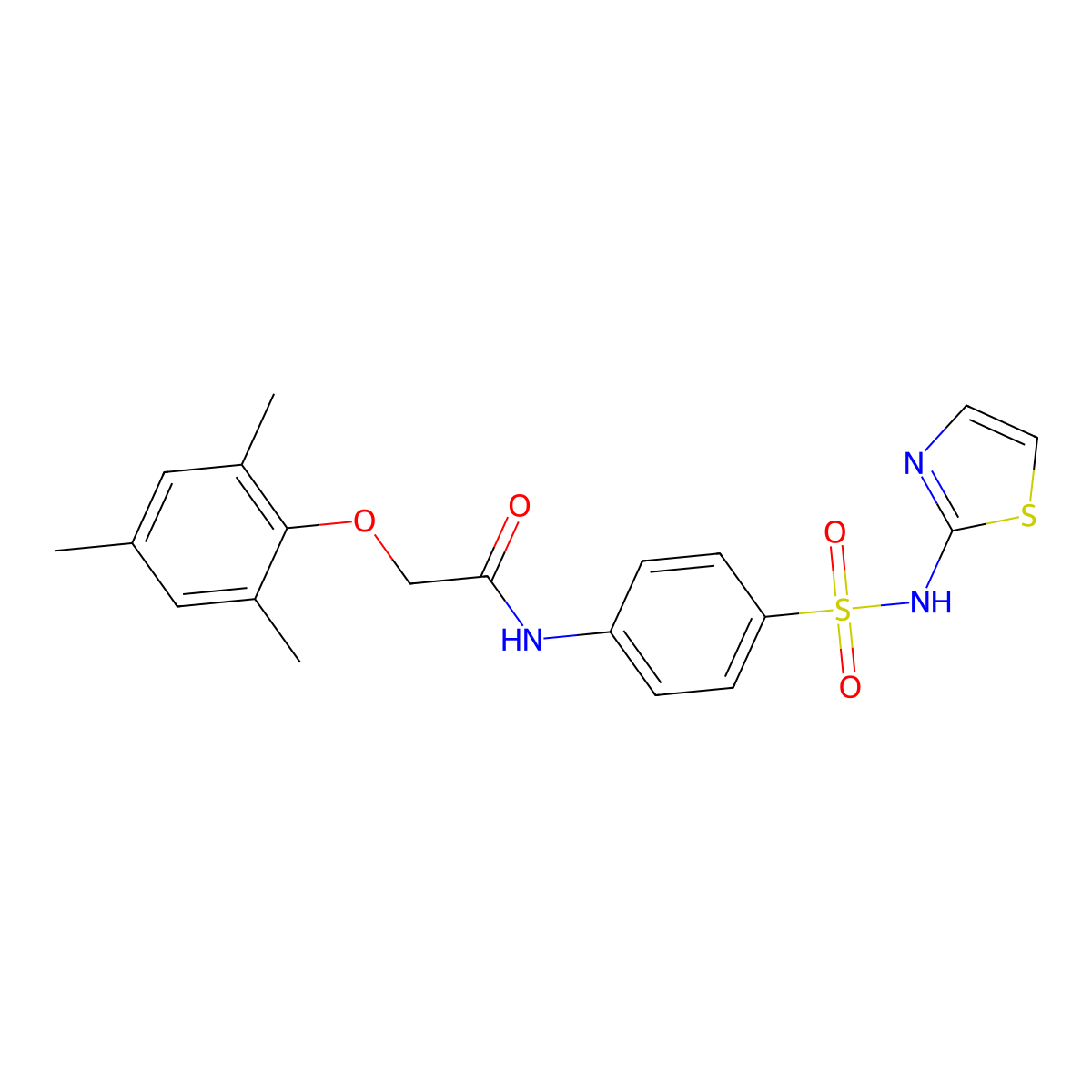 N-[4-(1,3-thiazol-2-ylsulfamoyl)phenyl]-2-(2,4,6-trimethylphenoxy)acetamide molecular structure, CAS 381713-88-8