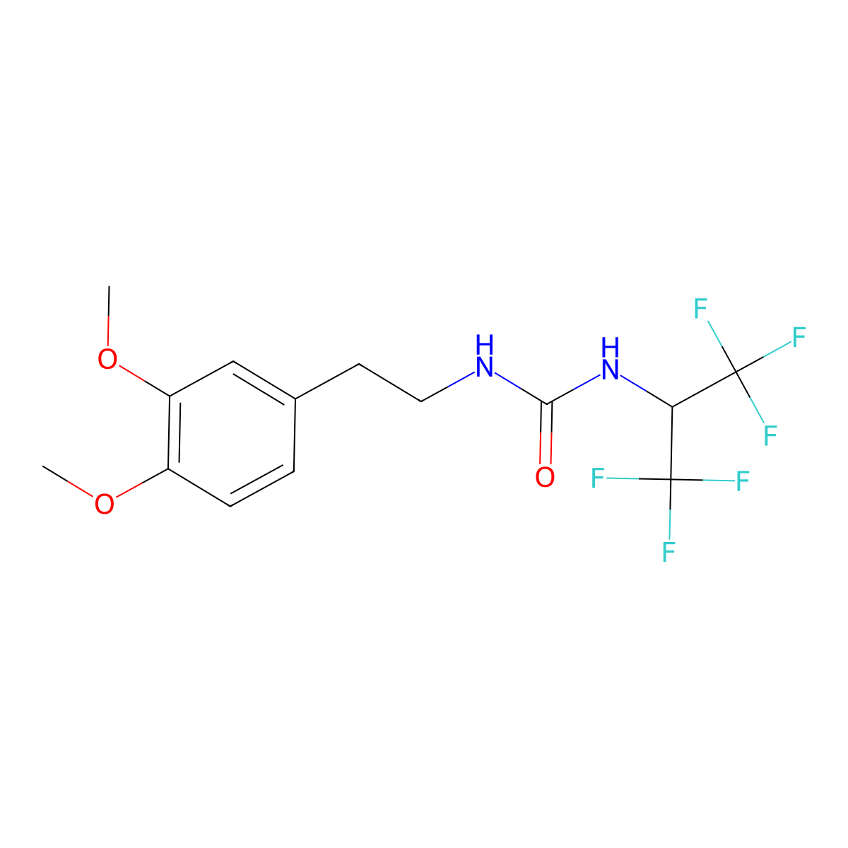 1-[2-(3,4-Dimethoxyphenyl)ethyl]-3-(1,1,1,3,3,3-hexafluoropropan-2-yl)urea molecular structure, CAS 381714-51-8