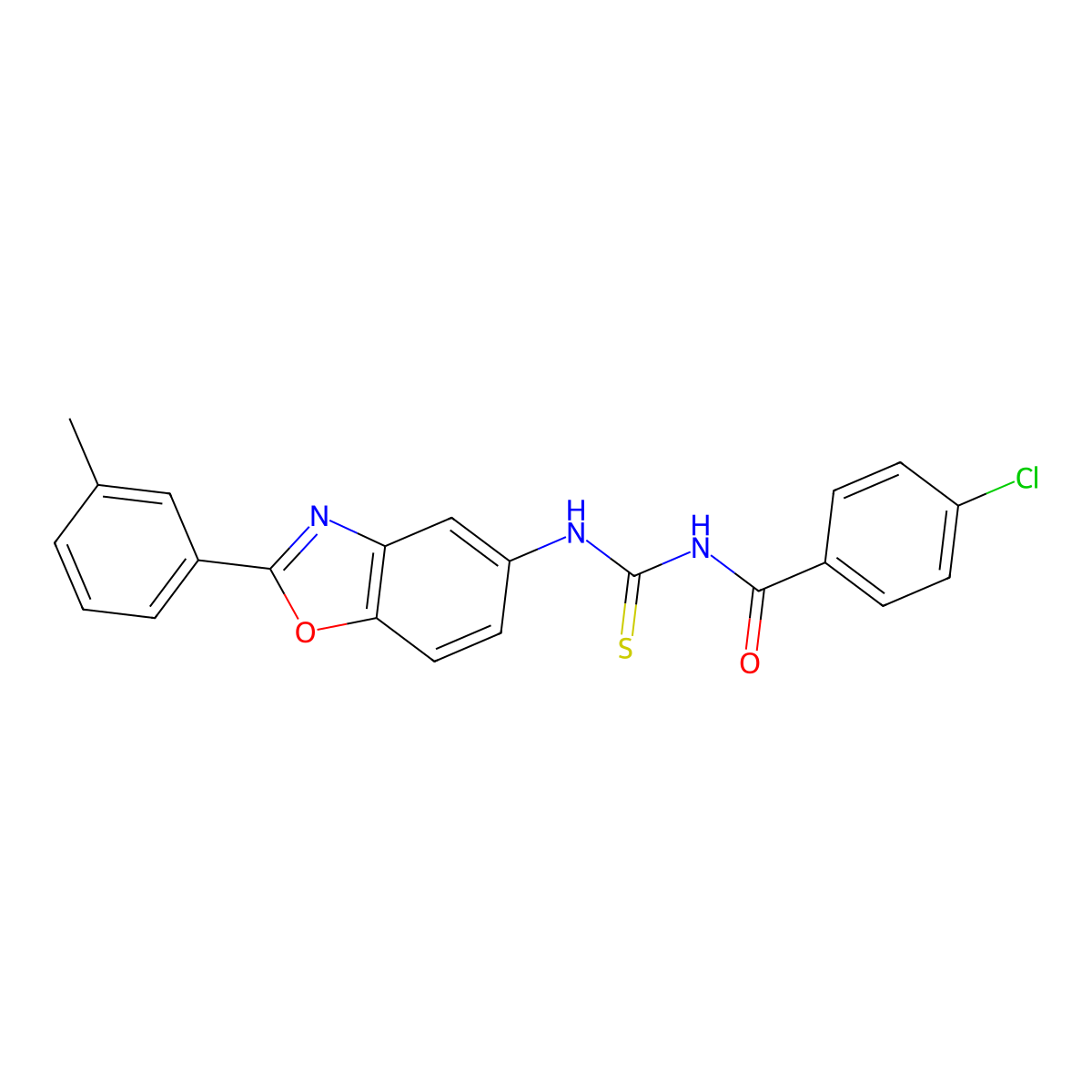 4-chloro-N-[[2-(3-methylphenyl)-1,3-benzoxazol-5-yl]carbamothioyl]benzamide molecular structure, CAS 381714-99-4