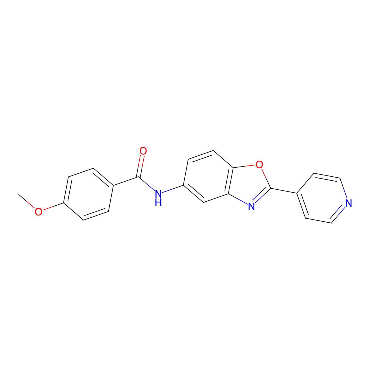 4-methoxy-N-(2-pyridin-4-yl-1,3-benzoxazol-5-yl)benzamide molecular structure, CAS 381715-04-4