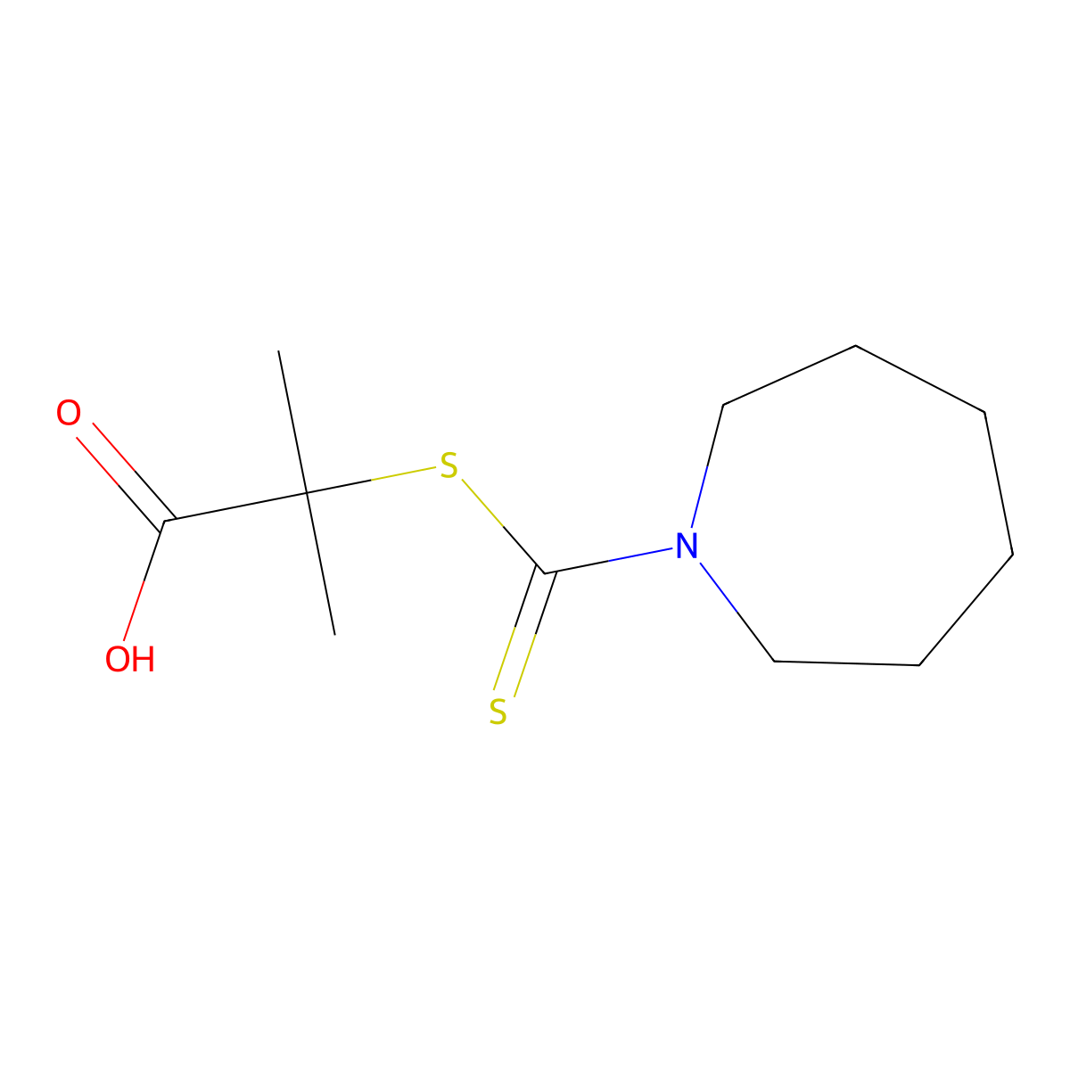 2-(Azepane-1-carbothioylsulfanyl)-2-methyl-propionic acid molecular structure, CAS 381715-14-6