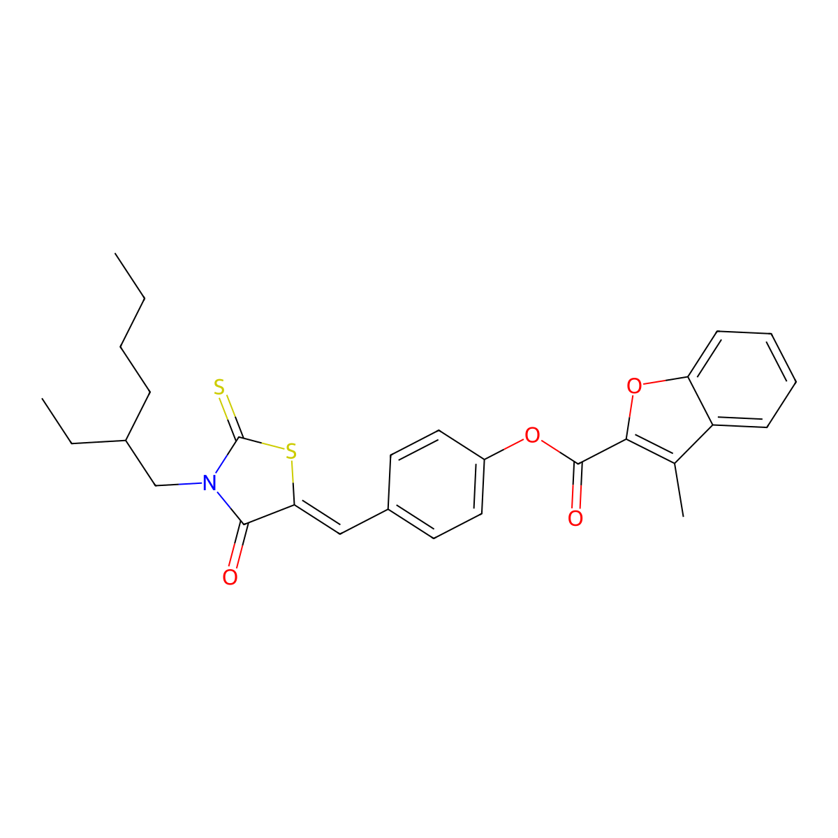 4-[[3-(2-Ethylhexyl)-4-oxo-2-thioxo-5-thiazolidinylidene]methyl]phenyl 3-methyl-2-benzofurancarboxylate molecular structure, CAS 381715-16-8