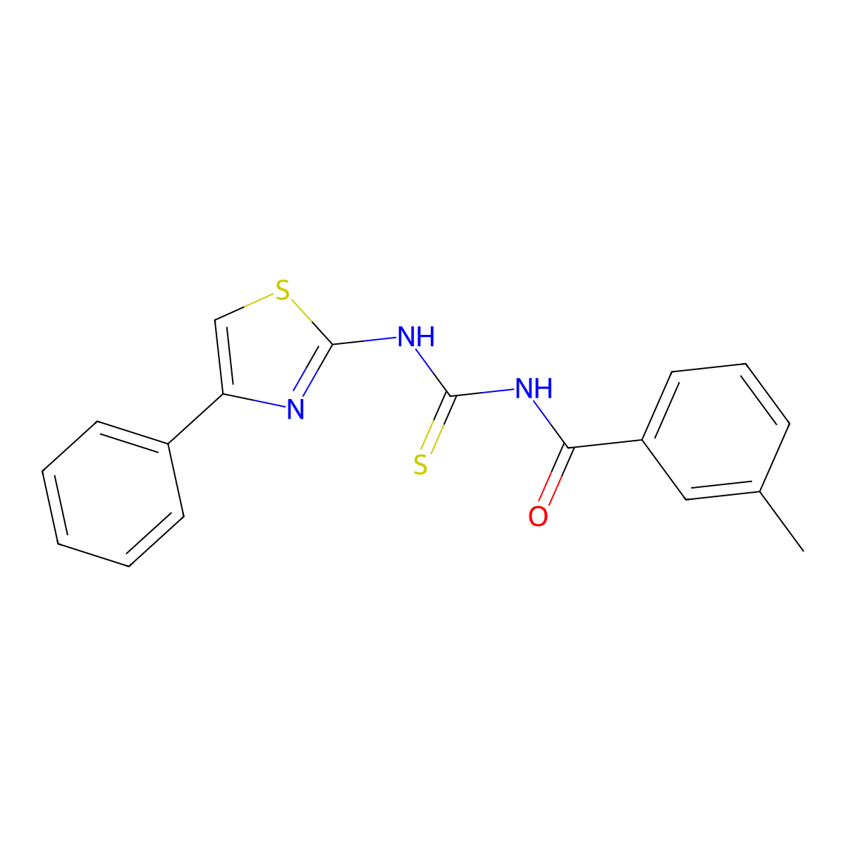 3-methyl-N-[(4-phenyl-1,3-thiazol-2-yl)carbamothioyl]benzamide molecular structure, CAS 381715-51-1