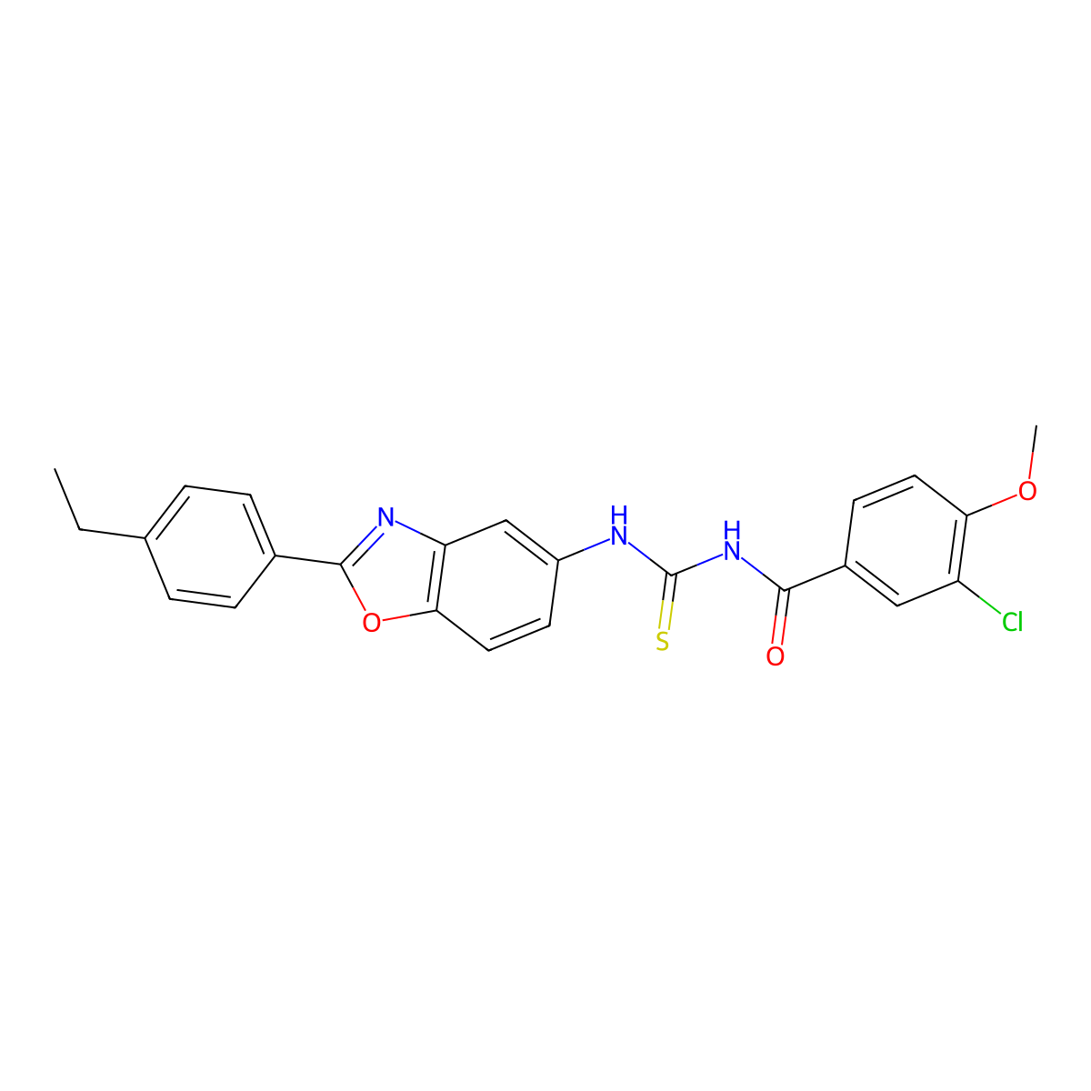 3-chloro-N-[[2-(4-ethylphenyl)-1,3-benzoxazol-5-yl]carbamothioyl]-4-methoxybenzamide molecular structure, CAS 381715-61-3