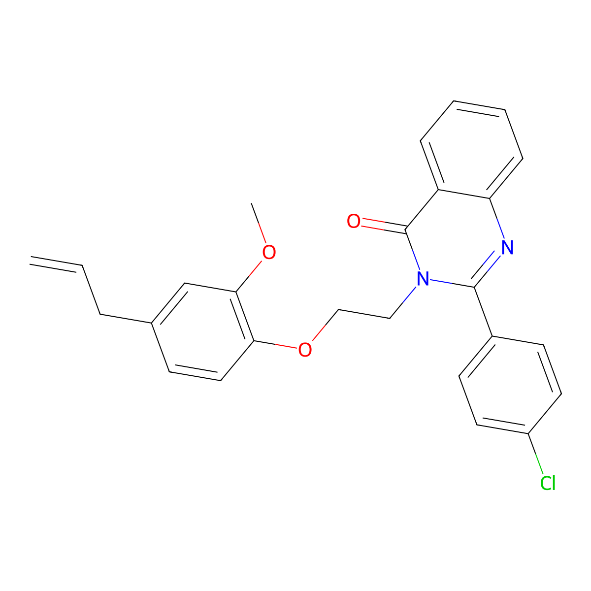2-(4-Chlorophenyl)-3-[2-(2-methoxy-4-prop-2-enylphenoxy)ethyl]quinazolin-4-one molecular structure, CAS 381715-85-1