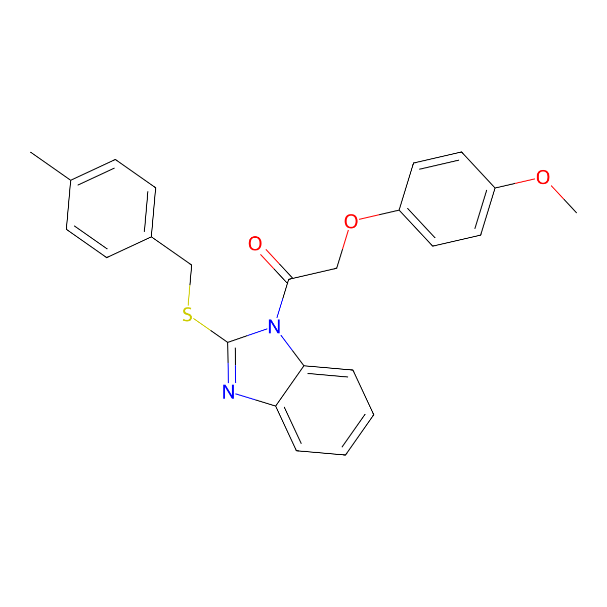 2-(4-methoxyphenoxy)-1-{2-[(4-methylbenzyl)sulfanyl]-1H-benzimidazol-1-yl}ethanone molecular structure, CAS 381716-04-7