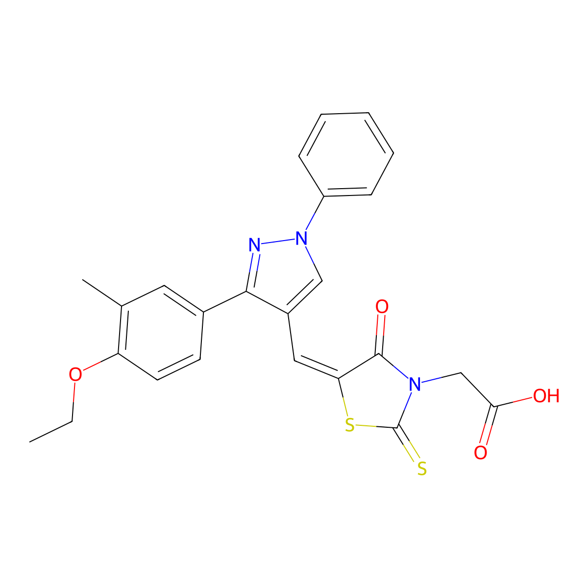 5-[[3-(4-Ethoxy-3-methylphenyl)-1-phenyl-1H-pyrazol-4-yl]methylene]-4-oxo-2-thioxo-3-thiazolidineacetic acid molecular structure, CAS 381716-35-4