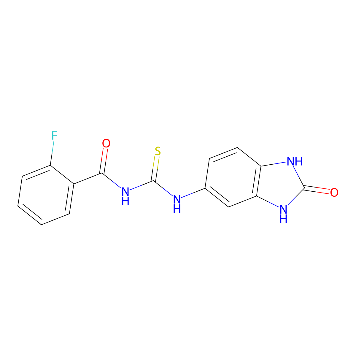 2-fluoro-N-[(2-oxo-1,3-dihydrobenzimidazol-5-yl)carbamothioyl]benzamide molecular structure, CAS 381716-75-2