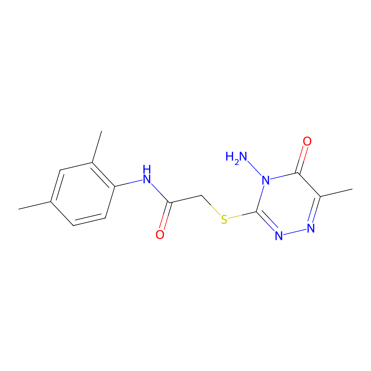 2-((4-Amino-4,5-dihydro-6-methyl-5-oxo-1,2,4-triazin-3-yl)thio)-N-(2,4-dimethylphenyl)acetamide molecular structure, CAS 381716-93-4