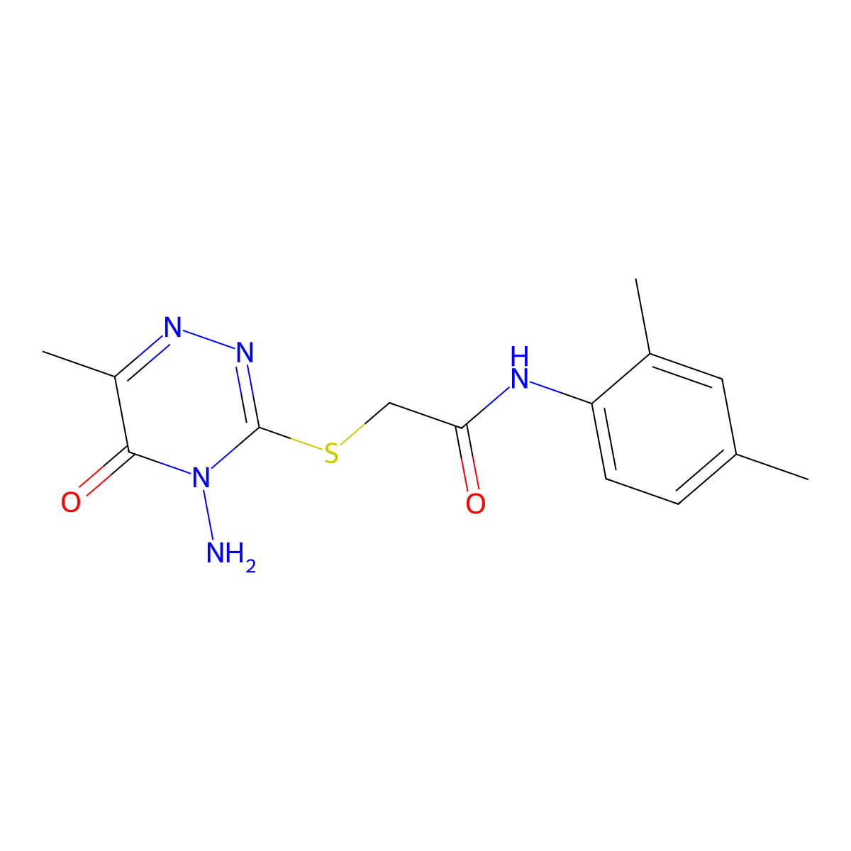 2-((4-Amino-4,5-dihydro-6-methyl-5-oxo-1,2,4-triazin-3-yl)thio)-N-(2,4-dimethylphenyl)acetamide molecular structure, CAS 381716-93-4