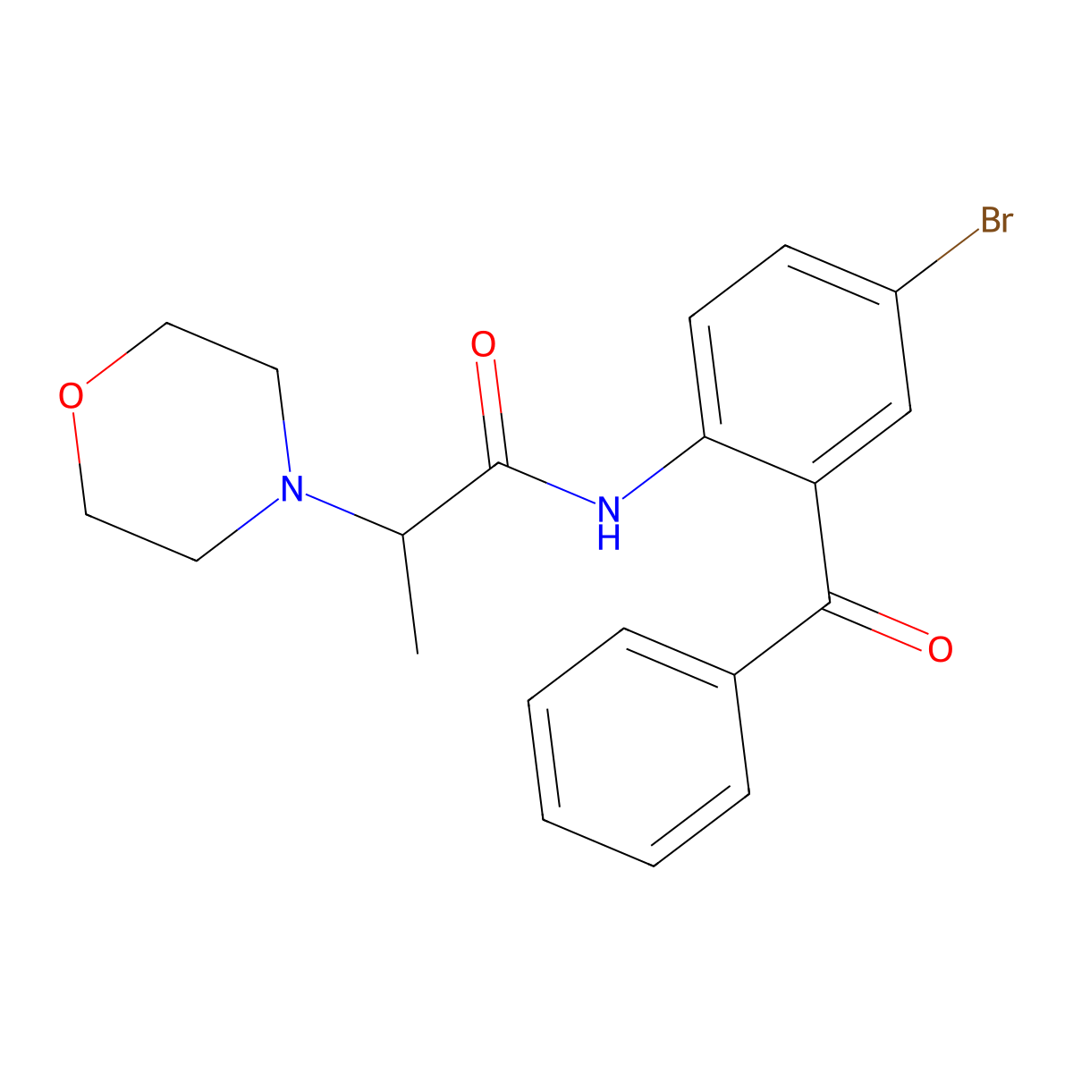N-(2-benzoyl-4-bromophenyl)-2-morpholin-4-ylpropanamide molecular structure, CAS 381718-00-9
