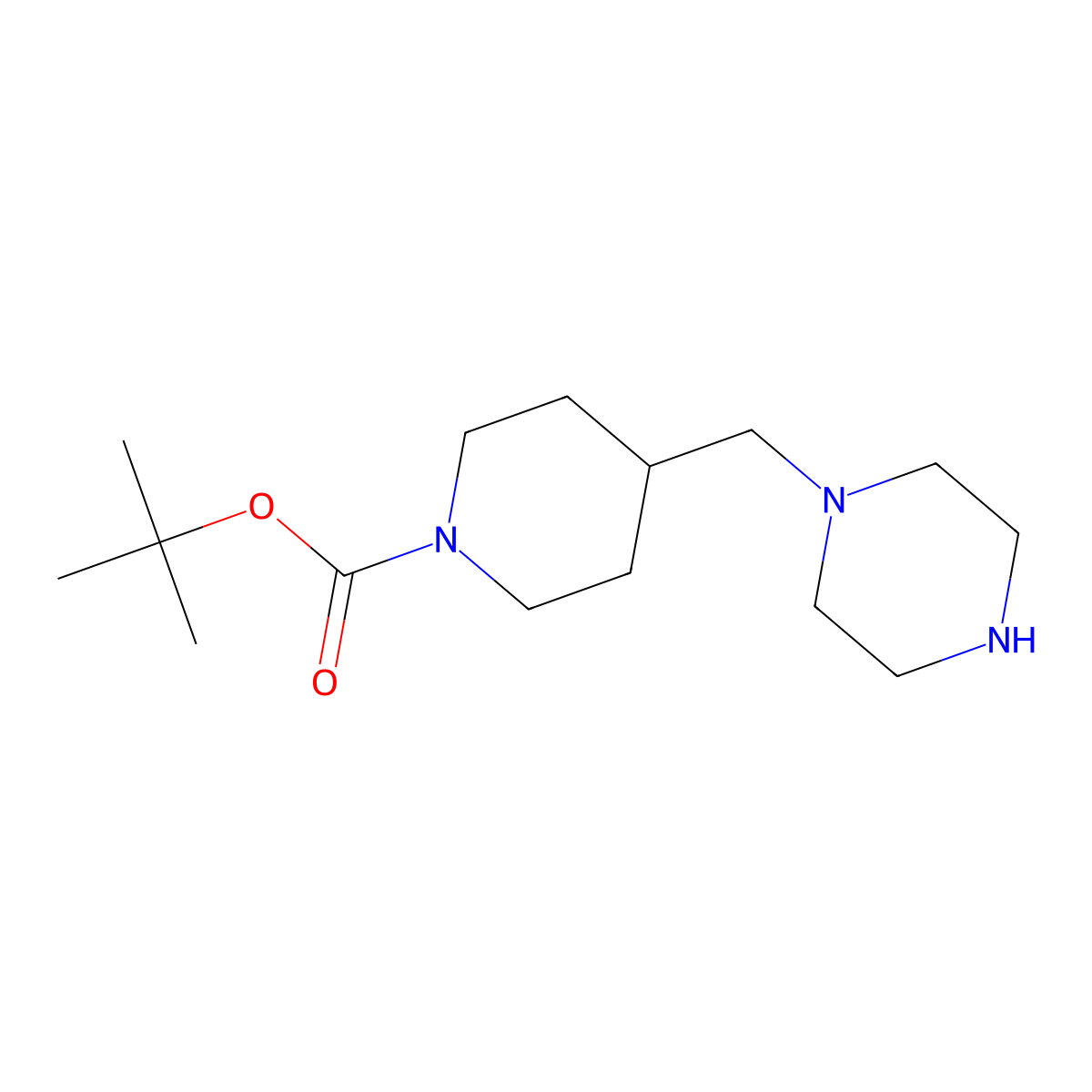Tert-butyl 4-(piperazin-1-ylmethyl)piperidine-1-carboxylate molecular structure, CAS 381722-48-1
