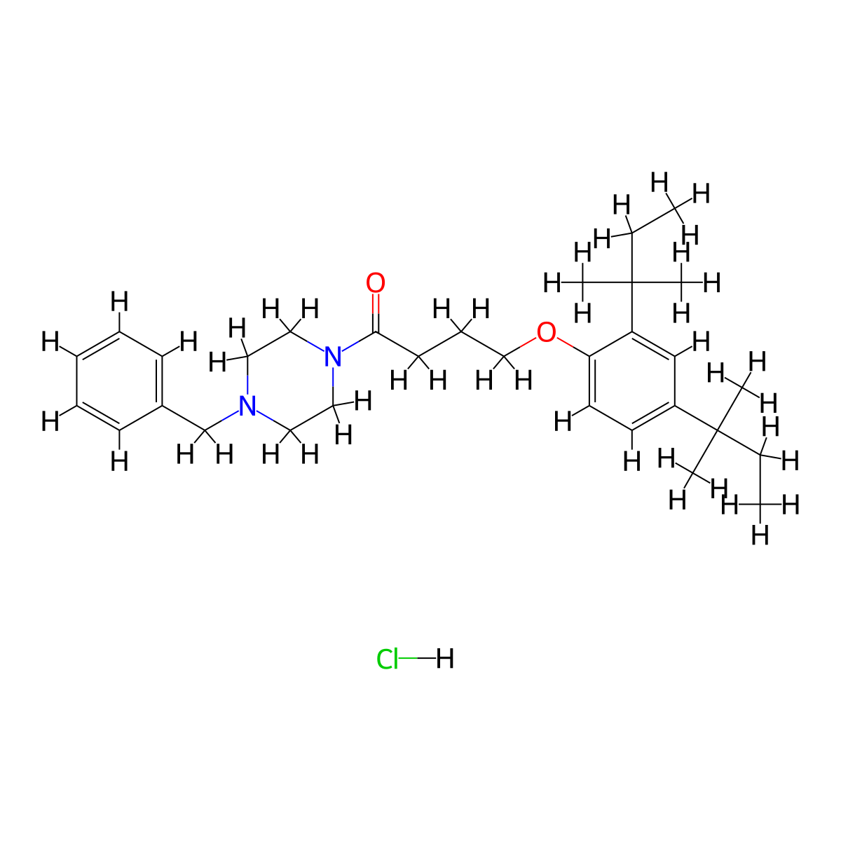 1-(4-Benzylpiperazin-1-yl)-4-(2,4-di-tert-pentylphenoxy)butan-1-one hydrochloride molecular structure, CAS 381724-13-6