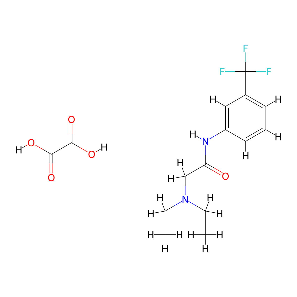 2-(diethylamino)-N-(3-(trifluoromethyl)phenyl)acetamide oxalate molecular structure, CAS 381724-18-1