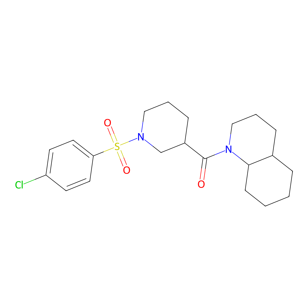 (1-((4-chlorophenyl)sulfonyl)piperidin-3-yl)(octahydroquinolin-1(2H)-yl)methanone molecular structure, CAS 381727-80-6