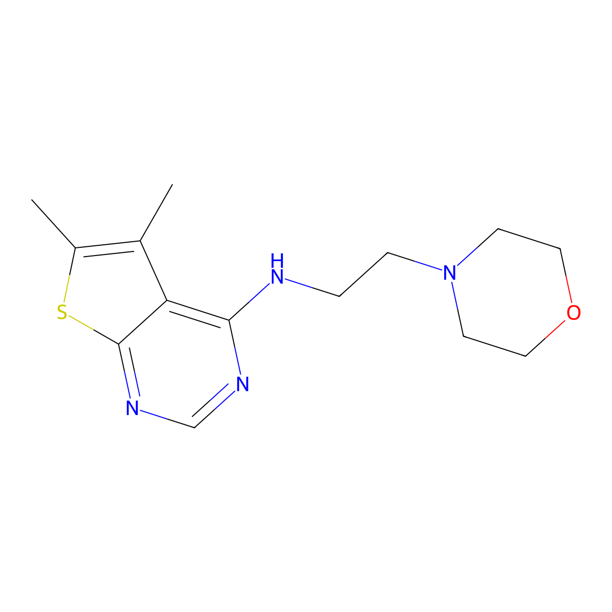 5,6-dimethyl-N-[2-(morpholin-4-yl)ethyl]thieno[2,3-d]pyrimidin-4-amine molecular structure, CAS 381731-12-0