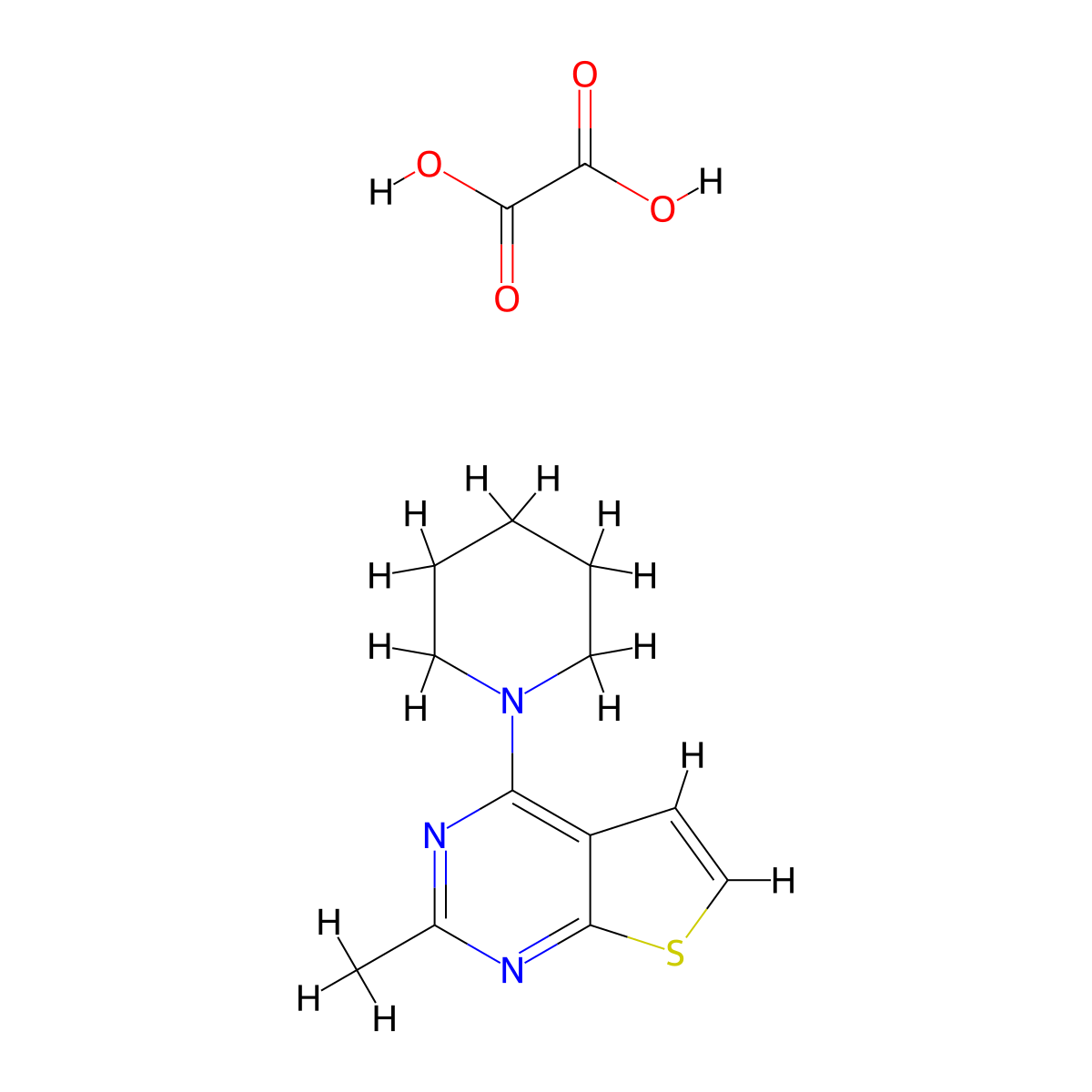 2-Methyl-4-(piperidin-1-yl)thieno[2,3-d]pyrimidine oxalate molecular structure, CAS 381731-72-2