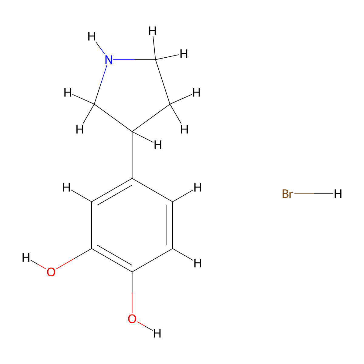 4-(Pyrrolidin-3-yl)benzene-1,2-diolhydrobromide molecular structure, CAS 38175-26-7