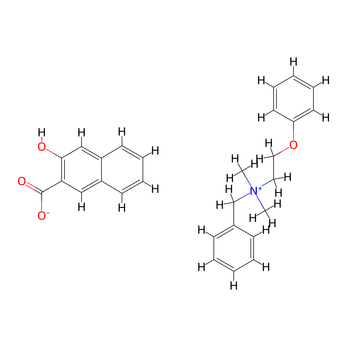 benzyl-dimethyl-(2-phenoxyethyl)azanium;3-hydroxynaphthalene-2-carboxylate molecular structure, CAS 3818-50-6
