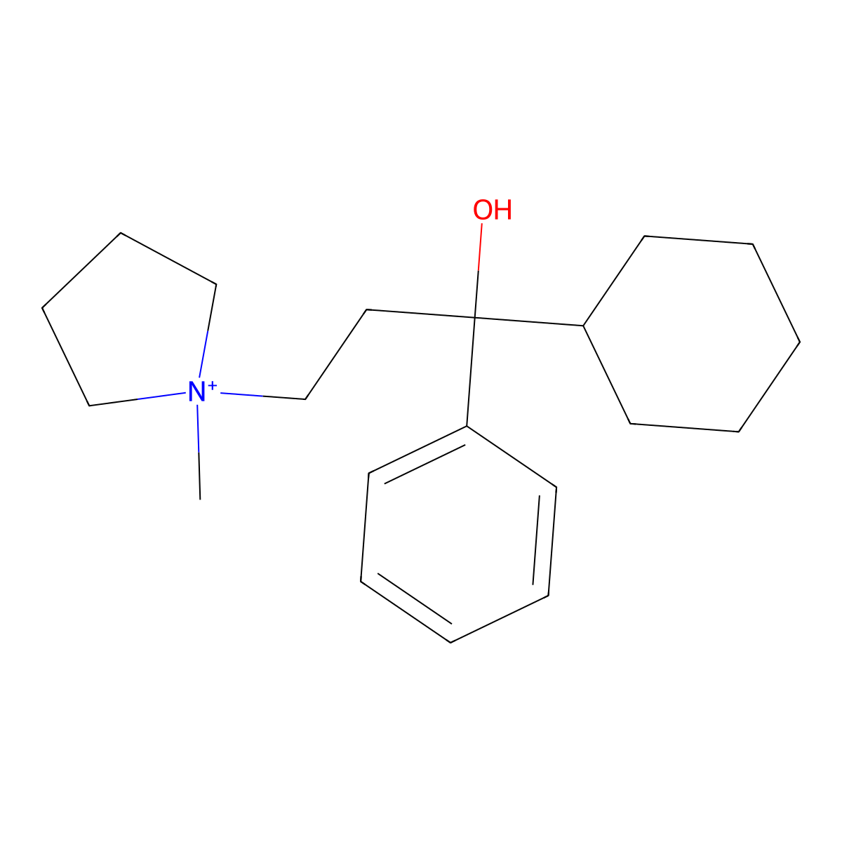 1-(3-Cyclohexyl-3-hydroxy-3-phenylpropyl)-1-methylpyrrolidinium molecular structure, CAS 3818-88-0