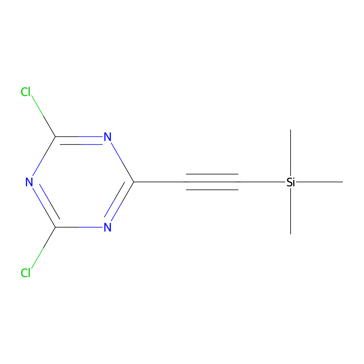 2,4-Dichloro-6-(2-(trimethylsilyl)ethynyl)-1,3,5-triazine molecular structure, CAS 38180-90-4