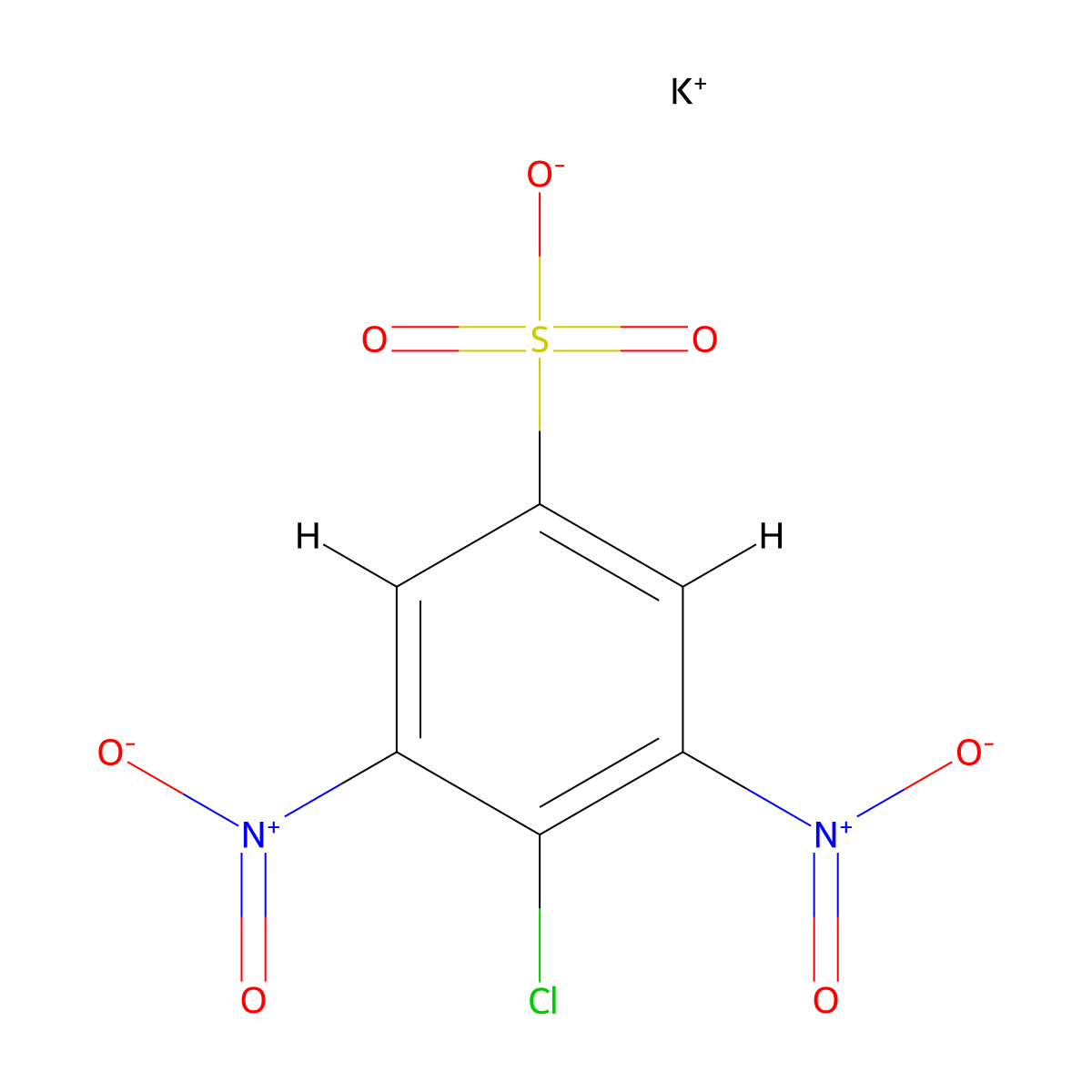 Benzenesulfonic acid, 4-chloro-3,5-dinitro-, potassium salt (1:1) molecular structure, CAS 38185-06-7