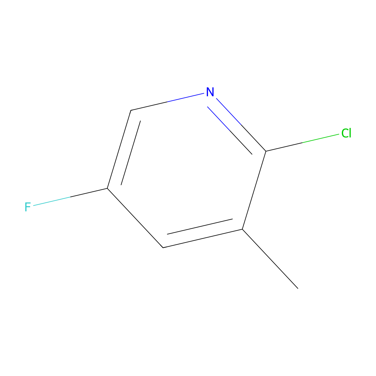 2-Chloro-5-fluoro-3-methylpyridine molecular structure, CAS 38186-84-4