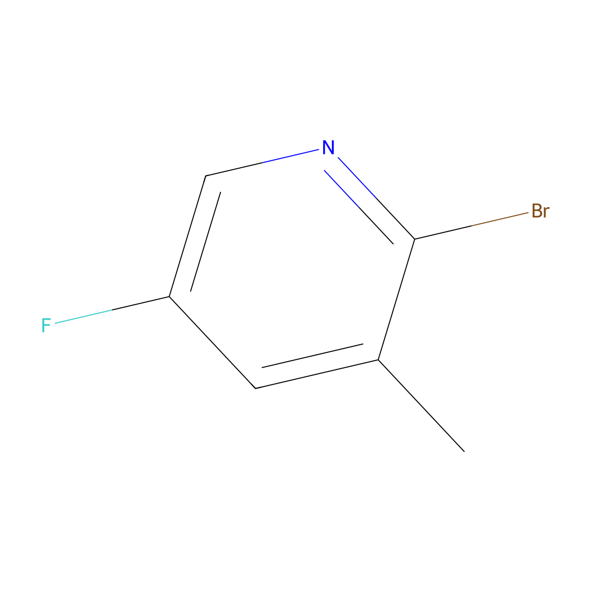2-Bromo-5-fluoro-3-methylpyridine molecular structure, CAS 38186-85-5