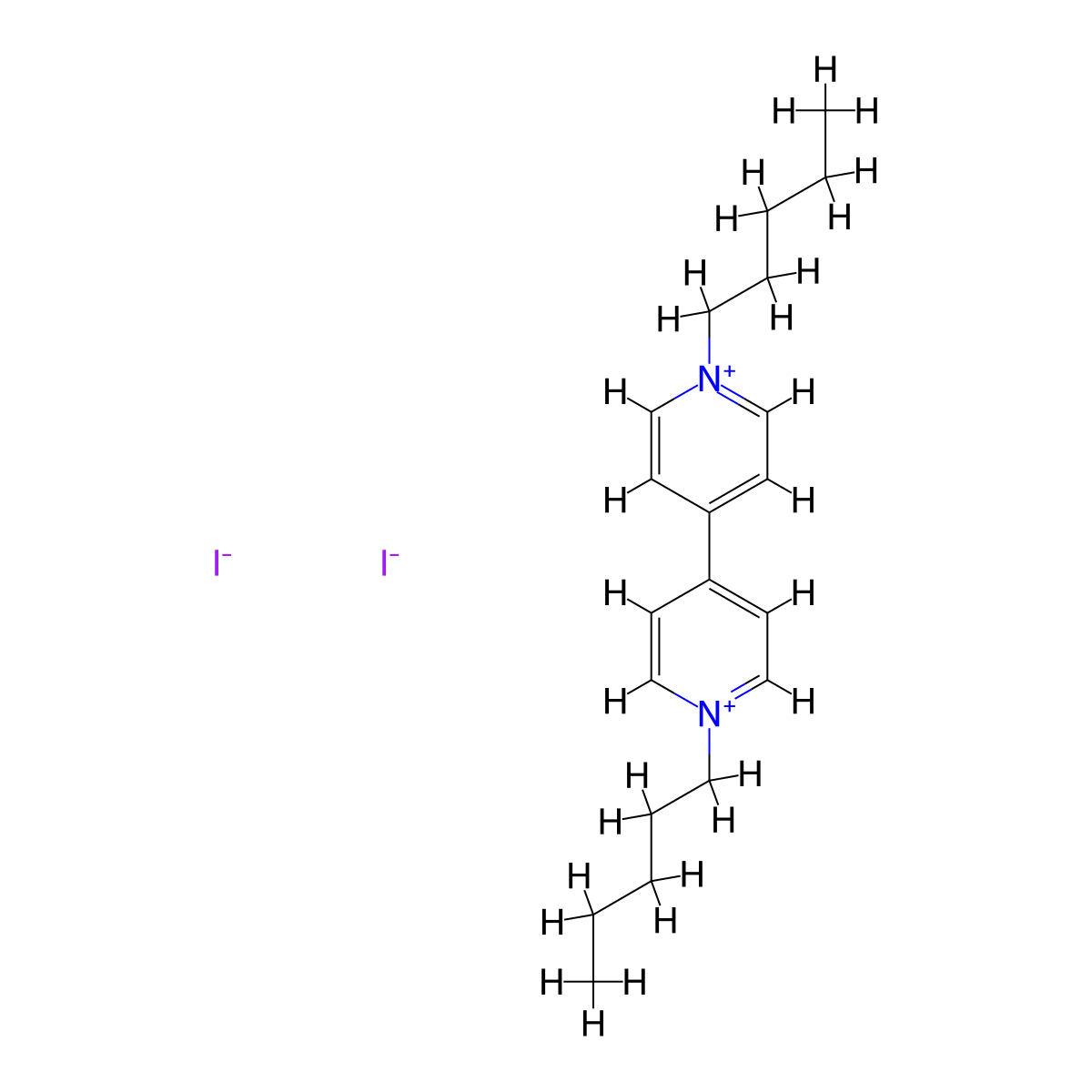 4,4'-Bipyridinium, 1,1'-dipentyl-, diiodide molecular structure, CAS 38188-87-3