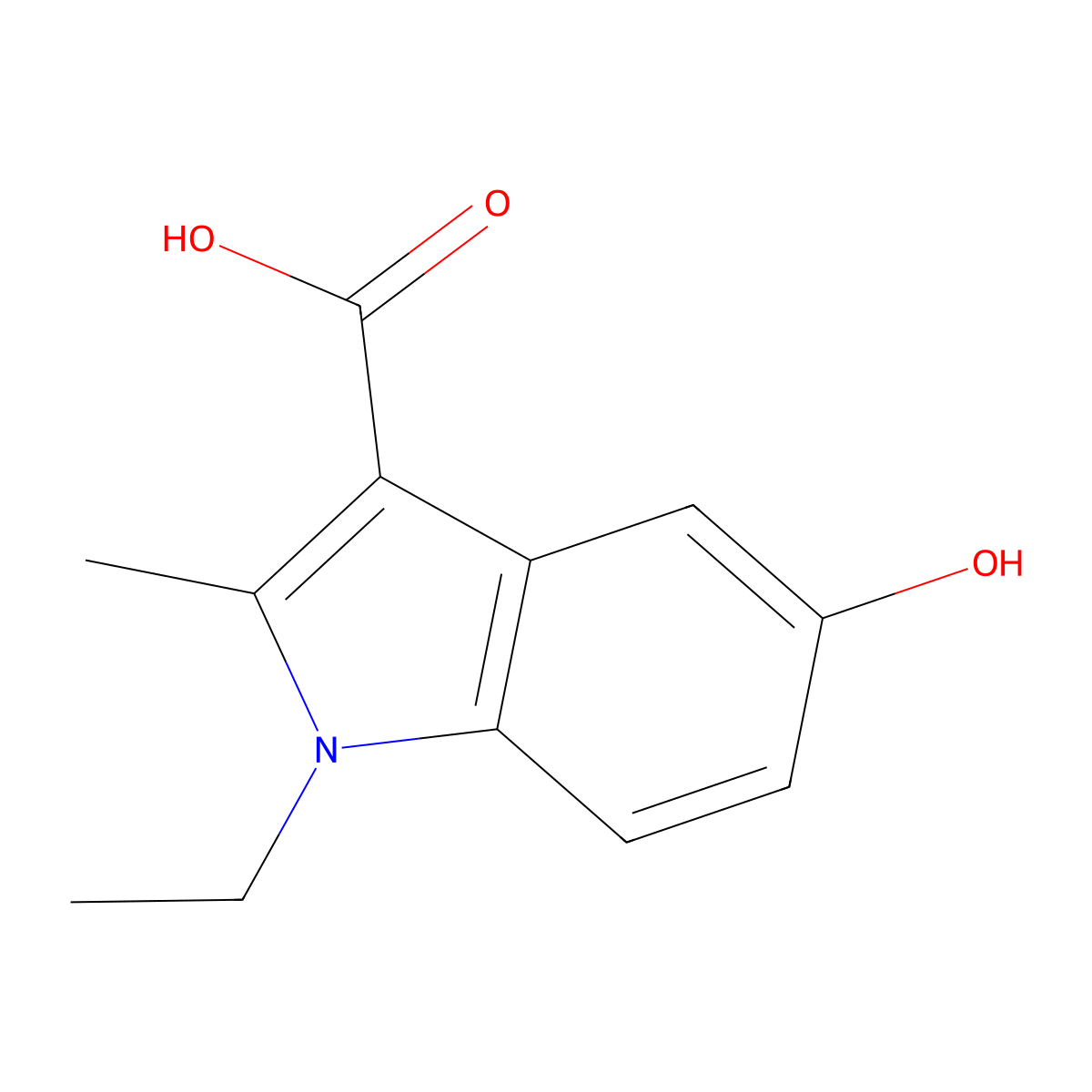 1-Ethyl-5-hydroxy-2-methyl-1H-indole-3-carboxylic acid molecular structure, CAS 38189-61-6