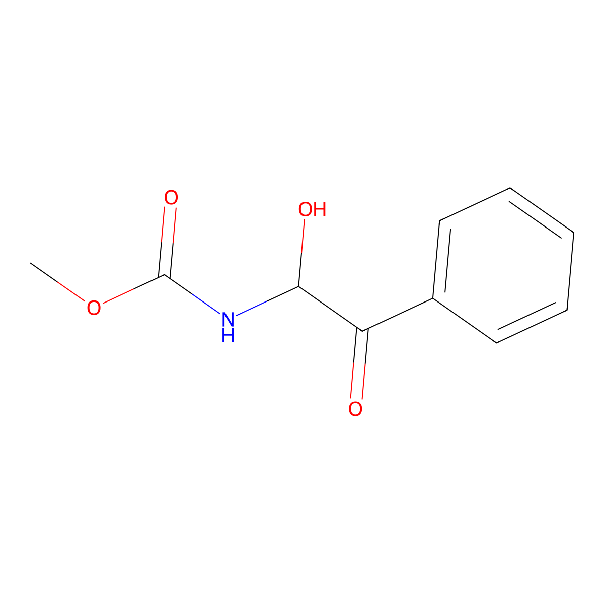 Methyl (1-hydroxy-2-oxo-2-phenylethyl)carbamate molecular structure, CAS 38192-19-7