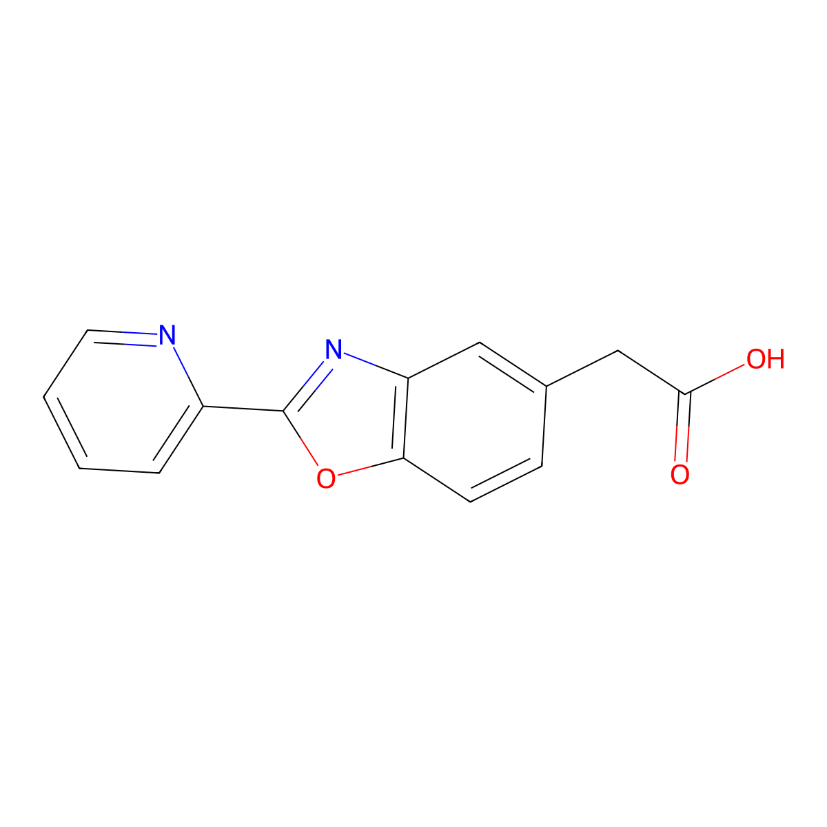 2-[2-(2-Pyridinyl)-1,3-benzoxazol-5-yl]acetic acid molecular structure, CAS 38196-05-3