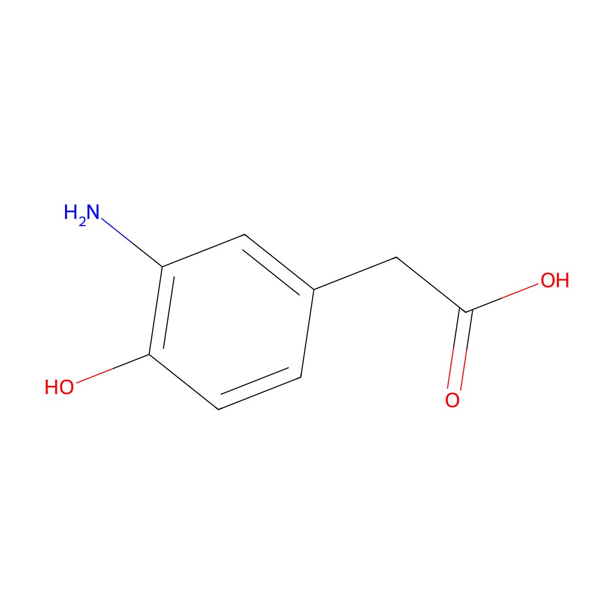 (3-Amino-4-hydroxyphenyl)acetic acid molecular structure, CAS 38196-08-6
